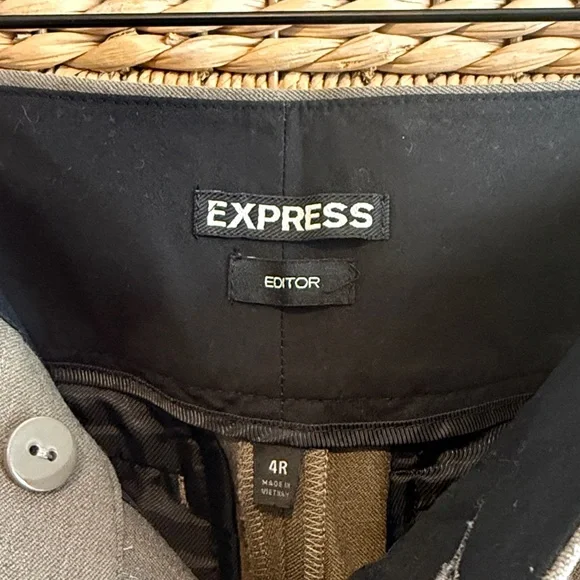 Express Editor Flare Leg Mid-Rise Taupe Brown Woven Career Dress Pant Trouser, 4 - Picture 7 of 7